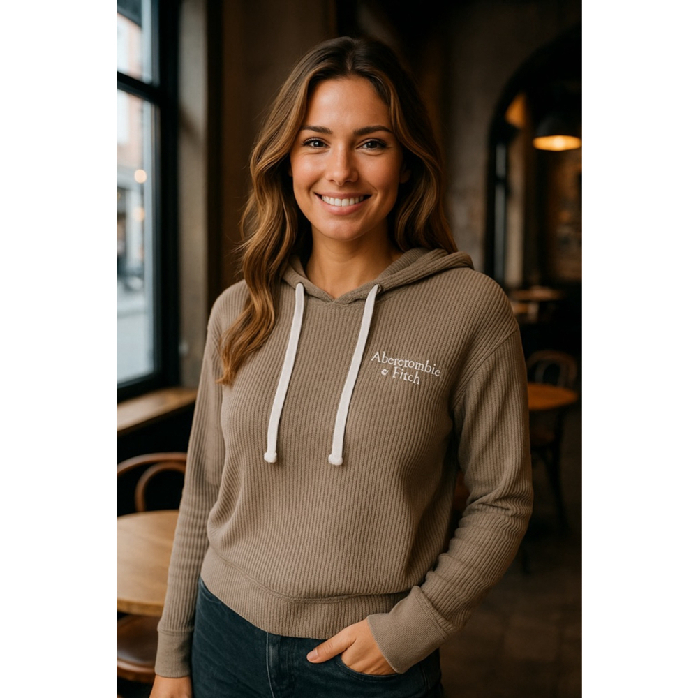 Abercrombie Waffle Knit Hoodie Pullover Minimalist Quiet Luxury Streetwear Y2K